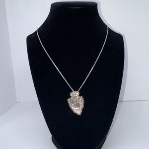 Vintage Silver Two-Tone Western Arrowhead Pendant Mexican BC 925 20" Box Chain